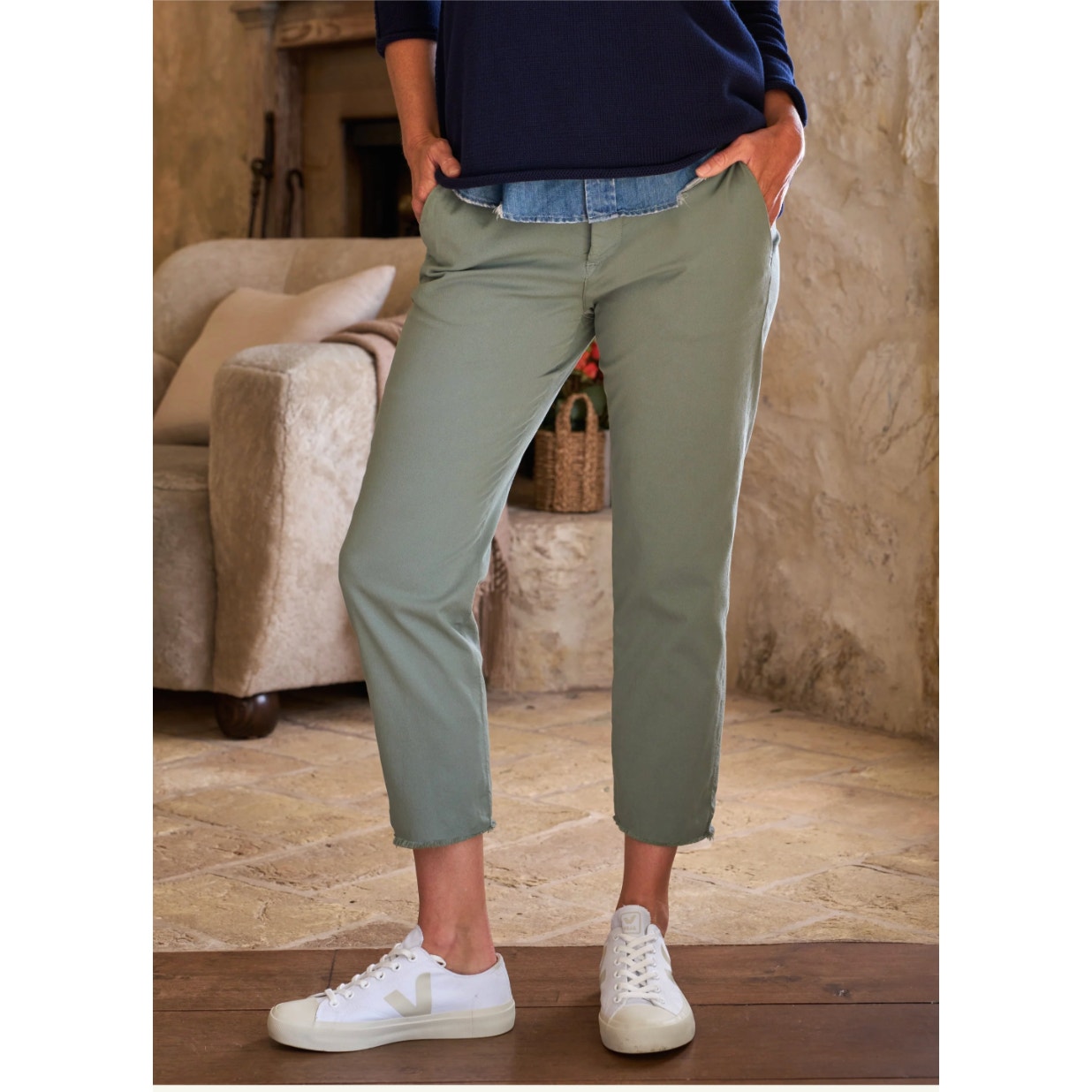 Frank & Eileen Wicklow Twill Italian Chino Pants Stretch Rosemary Green Size 6